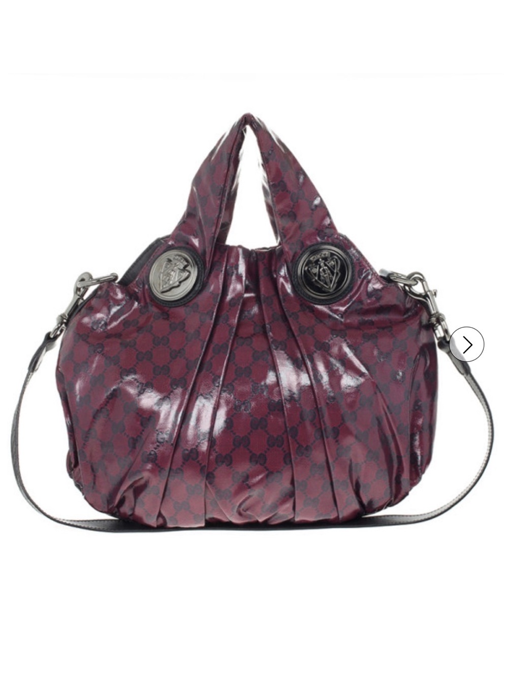 Gucci Burgundy/Black GG Crystal Coated Canvas Hysteria Hobo w/ Strap